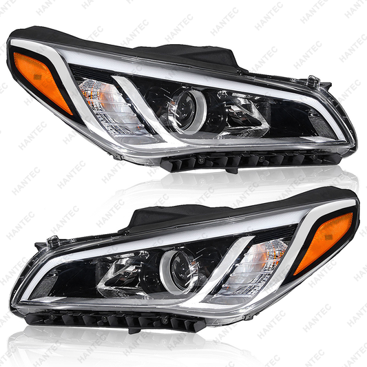 Halogen Headlight Assembly with Parking Lamp Compatible with 2015-2017 Hyundai Sonata SE/ Sport/ Limited/ ECO, Driver & Passenger Side