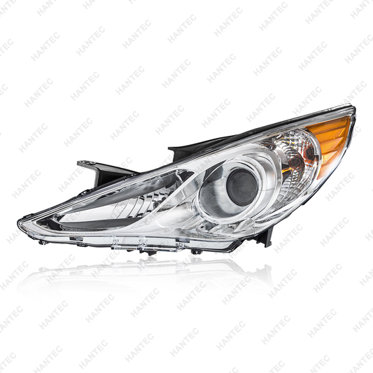 Headlight Assembly Compatible with 2011-2014 Hyundai Sonata, Driver Side, Chrome
