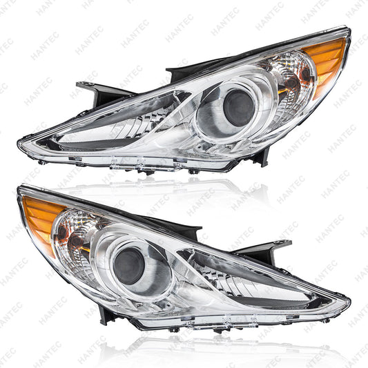 Compatible with 2011-2014 Hyundai Sonata Chrome Halogen Headlight