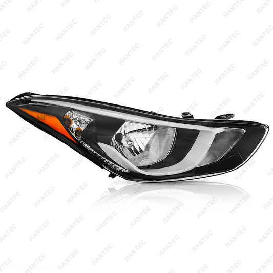 Halogen Headlight Assembly with LED Side Marker Light Compatible with 2014-2016 Hyundai Elantra, Passenger Side